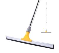 Yocada 17.7" Floor Squeegee Rubber TPR Blade Scrubber Broom 61.8inch Pole Household Broom for Garage Courtyard Shower Bathroom Floor Marble Glass Tile Water Foam Pet Hair Removal Cleaning
