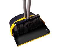 Yocada Broom and Dustpan Set Handle Upright Dustpan with Combination Stiff Bristles Perfect for Home Kitchen Room Office Lobby Floor Pet Hair Waste Dark Grey 52" Long