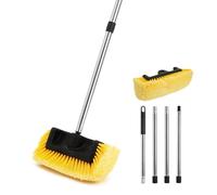 Yocada Five Sided Car Wash Brush with 61" Long Handle, No Scratches, 12" Soft Bristle Brush, Car Wash, Cleaning Mop for Car, SUV, RV, Truck, Caravan, Boat, Home, Side Floor