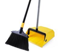 Yocada Heavy Duty Broom and Dustpan Set with Comb Commercial Outdoor Indoor for Courtyard Garage Lobby Mall Market Floor Home Kitchen Room Office Pet Hair Rubbish