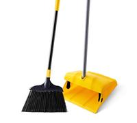 Yocada Heavy Duty Broom and Dustpan Set with Windproof Cover Commercial Outdoor Indoor for Courtyard Garage Lobby Mall Market Floor Home Kitchen Room Office Pet Hair Rubbish
