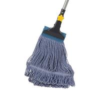 Yocada Looped-End String Wet Mop Heavy Duty Cotton Mop Commercial Industrial Grade Iron Pole Jaw Clamp Floor Cleaning 51in Long