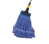 Yocada Looped-End String Wet Mop Heavy Duty Cotton Mop Commercial Industrial Grade Iron Pole Jaw Clamp Floor Cleaning 51in Long