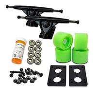 Yocaher Longboard Skateboard Trucks Combo Set W/ 71Mm Wheels + 9.675" Polished/Black Package -Solid Neon Green Wheel, Black