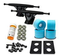 Yocaher Longboard Skateboard Trucks Combo Set w/ 71mm Wheels + 9.675" Polished/Black Trucks Package (Baby Blue, Black Trucks)