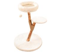 YOCAN Modern Cat Tree for Indoor Cats, 2-Tier Cat Tower with Real Wood Posts, Plush Cat Bed, Natural Sisal Scratching Post & Hanging Ball Toy, Stable Cat Furniture for Small & Medium Cats