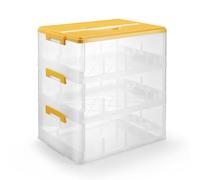 Yocdunm 18L Storage Boxes with Lids, Cube Kids 3 Layers Stackable Plastic Drawer Organiser Handle,Storage Box for Magnetic Building Blocks Bricks Puzzle Board (Yellow)