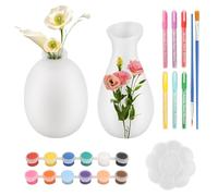 Yocdunm 2 Set Paint Your Own Vases Porcelain Paint Vase Craft Project White Ceramic Vases Painting Kit for Adults Porcelain Vase Valentines Day Decorating Kit with Art Supplies DIY Craft