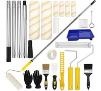 Yocdunm 23 PCS Paint Roller Set with Extension Pole, Home Decorating Kit, Paint Rollers and Tray Set with Paint Brushes, Roller Sets for Painting Walls, Ceilings, Doors
