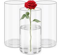 Yocdunm 3 PCS Transparent Acrylic Flower Vase for Plants Bouquet, Unbreakable Hurricane Tall Large Plastic Vases for Wedding Centerpieces (20x10CM)