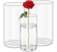 Yocdunm 3 PCS Transparent Acrylic Flower Vase for Plants Bouquet, Unbreakable Hurricane Tall Large Plastic Vases for Wedding Centerpieces (20x10 and 25x12 and 25x15cm)