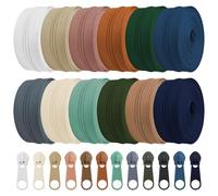 Yocdunm 36 Yards 12 Pieces #5 Sewing Zippers Tapes DIY Open Ended Zip with 120 Sliders,Zipper Sliders for Women Men Sewing Supplies (Morandi Color)