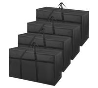 Yocdunm 4 Pack Extra Large Heavy Duty Storage Bags with Lids Big Clothes Storage Bags Boxes with Zipper Handles Waterproof Organizer Bags for Moving,Duvet,Bedding,Moving House,Blankets (180L）