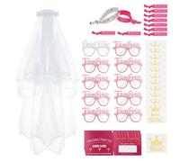 Yocdunm 54 PCS Hen Party Accessories,Hen Do Accessories with Wristband ,Glasses,Tattoos,Bridal Veil,Scratch Off Dare Cards, Hen Party Bride Team Accessoriesfor Wedding Bridal Shower Bachelorette