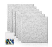 Yocdunm 6 Pack Large Felt Board Tiles with 35 Pins,12mm Thick Felt Bulletin Board, 30x30 cm Self Adhesive Bulletin Board Notice Boards Photo DIY Memo Display in Home Kitchen Office School(Grey)