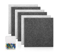 Yocdunm 6 Pack Large Felt Board Tiles with 35 Pins,12mm Thick Felt Bulletin Board,30x30 cm Self Adhesive Bulletin Board Notice Boards Photo DIY Memo Display in Home Kitchen Office School