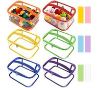 Yocdunm 6 Pcs Toy Storage Bags-Clear PVC Organizing Bags with Sticker Waterproof Toy Container with Handle-Travel Case Pouch for Building Blocks, Puzzle, Balls, Pretend Play Toys (Multicolor)
