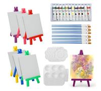 Yocdunm 72 Pcs Mini Canvas and Easel Set, Canvas Painting Set Includes 4x4 Inches Mini Canva, Color Artist Easel, Palettes, Paint Brushes, and Acrylic Paint, Painting Set for Kids and Artists Art Par