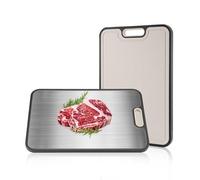 Yocdunm Chopping Board Double Sided,Stainless Steel Chopping Board with Handle,Heavy Duty Kitchen Cutting Board for Kitchen Meat Fruit Vegetable, Non Slip Easy to Clean,15.07x10.35 Inch