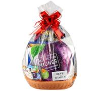 Yocdunm Gift Basket Hamper Kit Create Your Own Gift Hamper Basket Kit with Bows,Cellophane Bags,Greeting Cards Shredded Paper For Christmas,Birthday, Wedding, Easter Gift 35 x 25 x 7cm