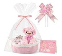 Yocdunm Gift Basket Hamper Kit,Rope Basket Empty Baby Gift Baskets Kit with Bows Cellophane Bags Greeting Cards Shredded Paper Woven Baskets Empty Gift Basket for Christmas,Wedding,Birthday