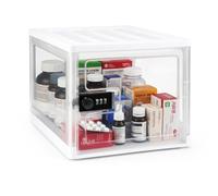 Yocdunm Lockable Medicine Storage Box with Code, 13 L Large Locking Medicine Box for Medication, Snacks, Phone, and Electronics - Organizer Bin for Home, , Fridge, and Safety (White)