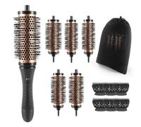 Yocdunm Round Hair Brush Set Detachable Handle Hair Roller Brush 3 Sizes Round Hair Brush for Blow Drying with 6 Positioning Clips,6 Barrels 1 Handle