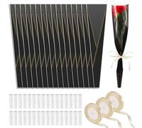 Yocdunm Set of 200 Single Rose Sleeve Bulk Kit 200 Pcs Single Flower Wrapping Paper Bouquet Bags 200 Pcs Plastic Flower Water Tubes for Graduation Birthday (Black, M)