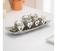 Yocdunm Wooden Candle Holders with Tray Decorative Rocks,Home Decorations 3 Tea Light Candleholders Set Table Decor Gift for Living Room Bathroom, House Warming Gifts (Leaf)