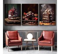 Yocheng 3 Berries Food Poster Canvas Painting Chocolate Sweet Dessert Cake Kitchen Wall Art Picture For Restaurant Bakery Decor Art Poster 21x30cmx3 No Frame