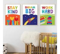 Yocheng 3 Colorful Kids Style Inspirational Words Canvas Art Prints Cute Wall Decor Poster For Nursery Bedroom Classroom 50x70cmx3 No Frame