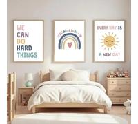 Yocheng 3 Cute Colorful Sun Rainbow Words Canvas Poster Prints Wall Decorative Picture For Nursery Bedroom Home Art Decor 50x70cmx3 No Frame