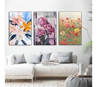 Yocheng 3 Flowers Botanical Collection Poster Nordic Plant Colorful Watercolor Canvas Painting Wall Art Living Room Home Decor 50x70cmx3 No Frame