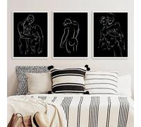 Yocheng 3 Gay Prints Man Kiss Hug Love Canvas Painting Wall Art Pictures Abstract Body Line Sketch Nordic Living Room Bedroom Home Decor 21x30cmx3 No Frame