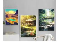 Yocheng 3 Nature Mountain Valley Spring Summer Landscape Canvas Paintings Spectacular Views Wildflower Field Poster Scenic Wall Home Decor 60x80cmx3 No Frame