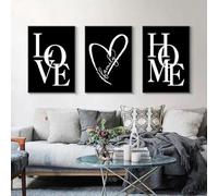 Yocheng 3 Simple Black White Love And Home Canvas Art Poster Prints Family Style Wall Decorative Picture Living Room Decor Painting 21x30cmx3 No Frame
