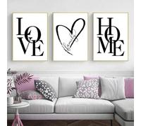 Yocheng 3 Simple Black White Love And Home Canvas Art Poster Prints Family Style Wall Decorative Picture Living Room Decor Painting 21x30cmx3 No Frame