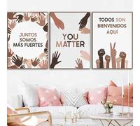 Yocheng 3 Wall Art Canvas Painting Spanish Classroom Diversity Poster Set Human Equality Prints Inclusive School Decor 50x70cmx3 No Frame