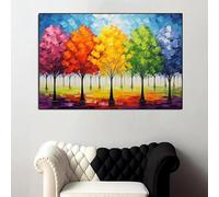 Yocheng Abstract Colorful Trees Graffiti Canvas Painting Landscape Vibrant Forest Poster Print Nature Rainbow Wall Art Room Home Decor 40x50cm No Frame