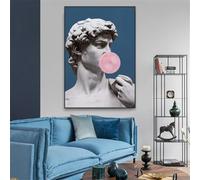 Yocheng Abstract David Bubble Gum Wall Art Print Altered Vintage Michelangelo David Portrait Statue Sculpture Art Canvas Painting Decor 50x70cm No Frame