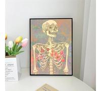Yocheng Anatomical Skeleton Chalkboard Wall Art Poster Living Room Bar Cafe Bedroom Office Home Decorative Canvas Painting 21x30cm No Frame