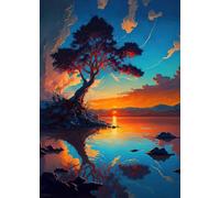 Yocheng Beautiful Sky Poster Colourful Aurora Borealis Mountain Lake Prints Canvas Painting Wall Art Pictures Home Living Room Decor 60x90cm No Frame