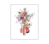 Yocheng Colorful Anatomy Art Medical Canvas Painting Floral Organs Heart Lung Poster Print Education Hospital Wall Pictures Home Decor 50x70cm No Frame