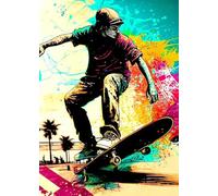 Yocheng Colourful Skateboard Lover Extreme Sports Poster Art Prints Canvas Painting For Living Room Wall Art Pictures Boy Room Decor 40x50cm No Frame
