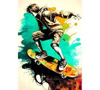 Yocheng Colourful Skateboard Lover Extreme Sports Poster Art Prints Canvas Painting For Living Room Wall Art Pictures Boy Room Decor 40x50cm No Frame