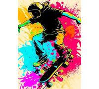 Yocheng Colourful Skateboard Lover Extreme Sports Poster Art Prints Canvas Painting For Living Room Wall Art Pictures Boy Room Decor 50x70cm No Frame
