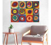 Yocheng Concentric Circles Painting, Abstract Wall Art Canvas Print Poster, Colorful Picture, Living Room Bedroom Home Decoration 40x50cm No Frame