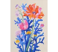 Yocheng Gouache Flowers Painting Colorful Botanical Art Print Spring Floral Canvas Poster Wildflower Home Room Decor 50x70cm No Frame