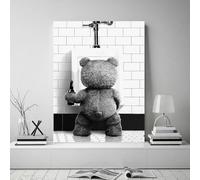 Yocheng Grumpy Bear Drinking Beer Peeing To The Toilet Canvas Posters Abstract Wall Art Prints Vintage Pictures For Bathroom Home Decor 21x30cm No Frame