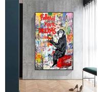 Yocheng Inspring Graffiti Artwork Monkey Follow Your Dreams Canvas Art Posters Modern Street Art Wall Paintings Pictures Home 40x50cm No Frame